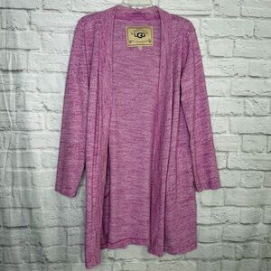 UGG Open-Front Marled Pink Cardigan Sweater - Size: L